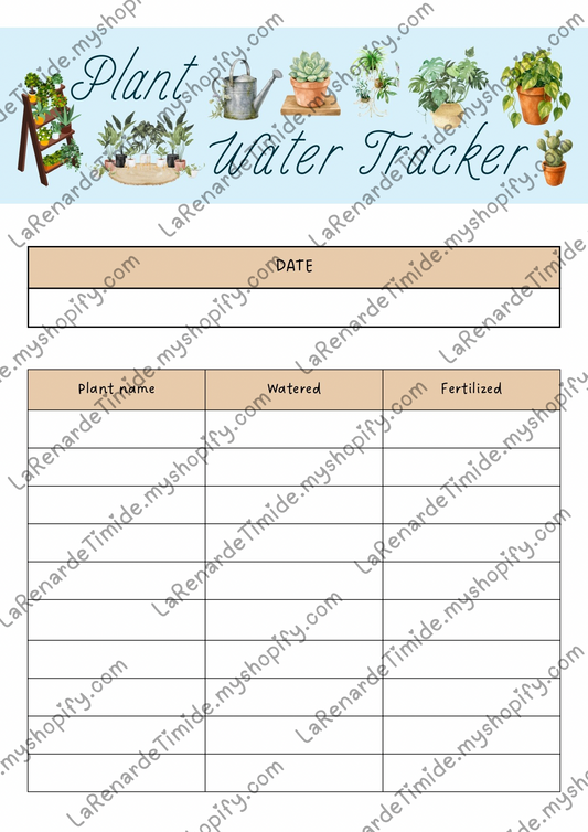 Printable Plant Water Tracker & Care Log | Watercolor Houseplant Schedule PDF (Instant Download)