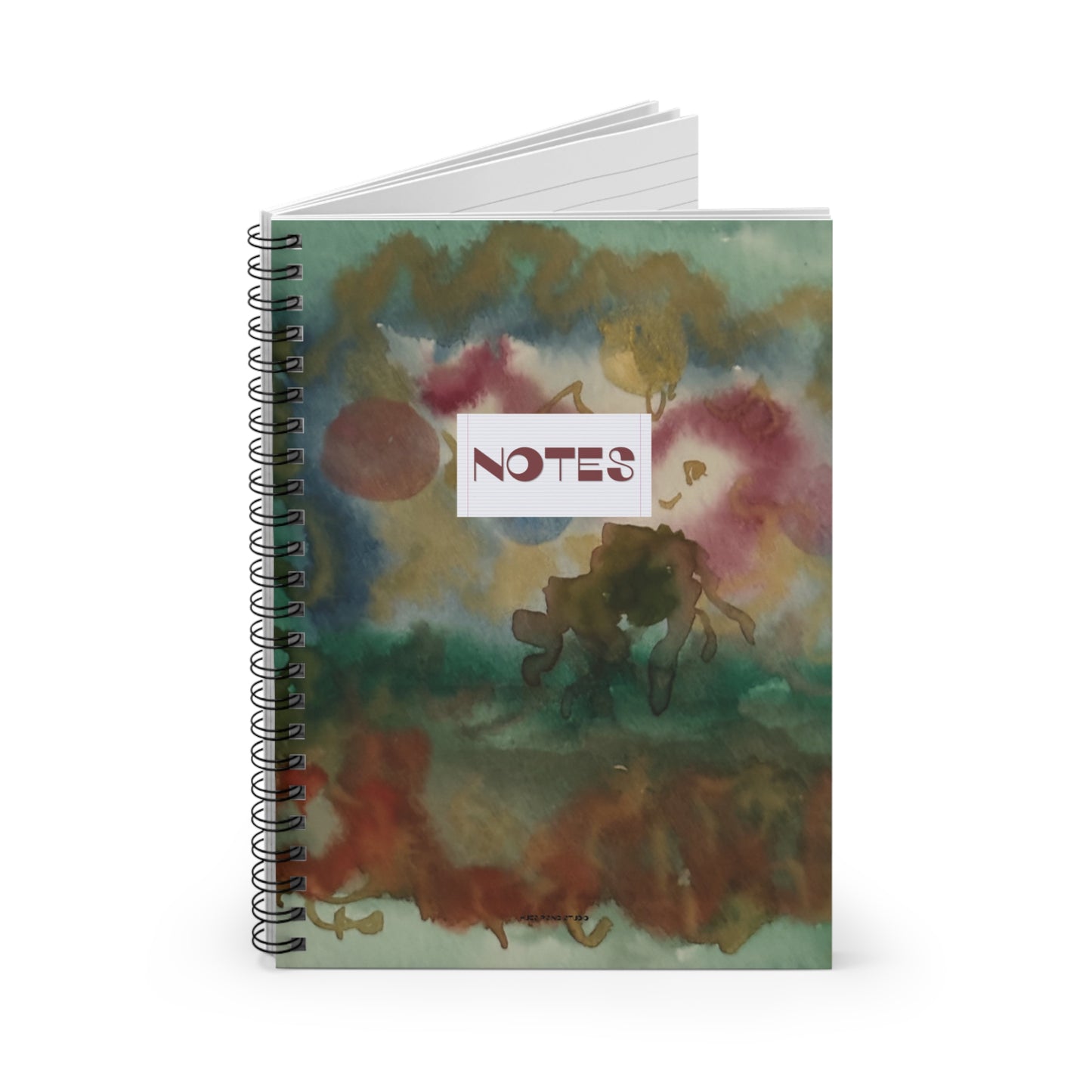 Abstract Watercolor Spiral Notebook, Cute Aesthetic Ruled Line Journal, Pretty Pastel School Supplies Notebook