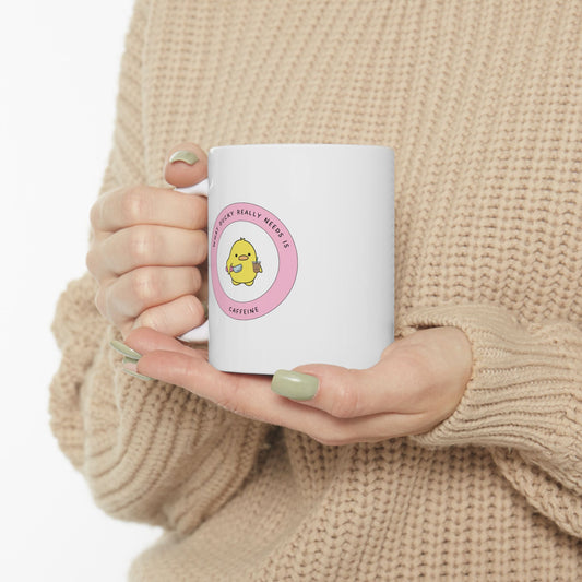Cute Aesthetic Duck Ceramic Coffee Mug, Whimsical Animal Mug, Funny Morning Caffeine Coffee Cup Gift