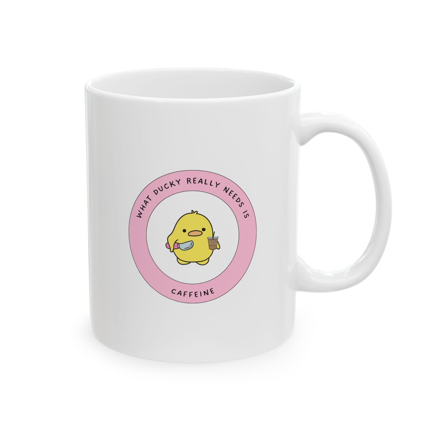 Cute Aesthetic Duck Ceramic Coffee Mug, Whimsical Animal Mug, Funny Morning Caffeine Coffee Cup Gift