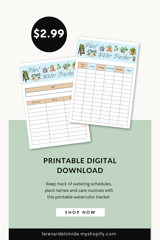 Printable Plant Water Tracker & Care Log | Watercolor Houseplant Schedule PDF (Instant Download)