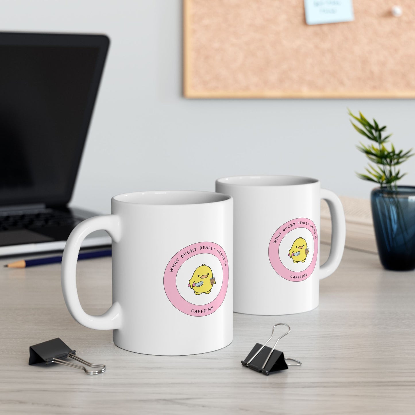 Cute Aesthetic Duck Ceramic Coffee Mug, Whimsical Animal Mug, Funny Morning Caffeine Coffee Cup Gift