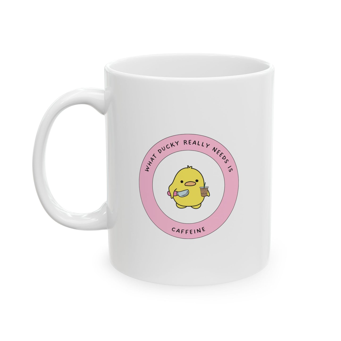 Cute Aesthetic Duck Ceramic Coffee Mug, Whimsical Animal Mug, Funny Morning Caffeine Coffee Cup Gift