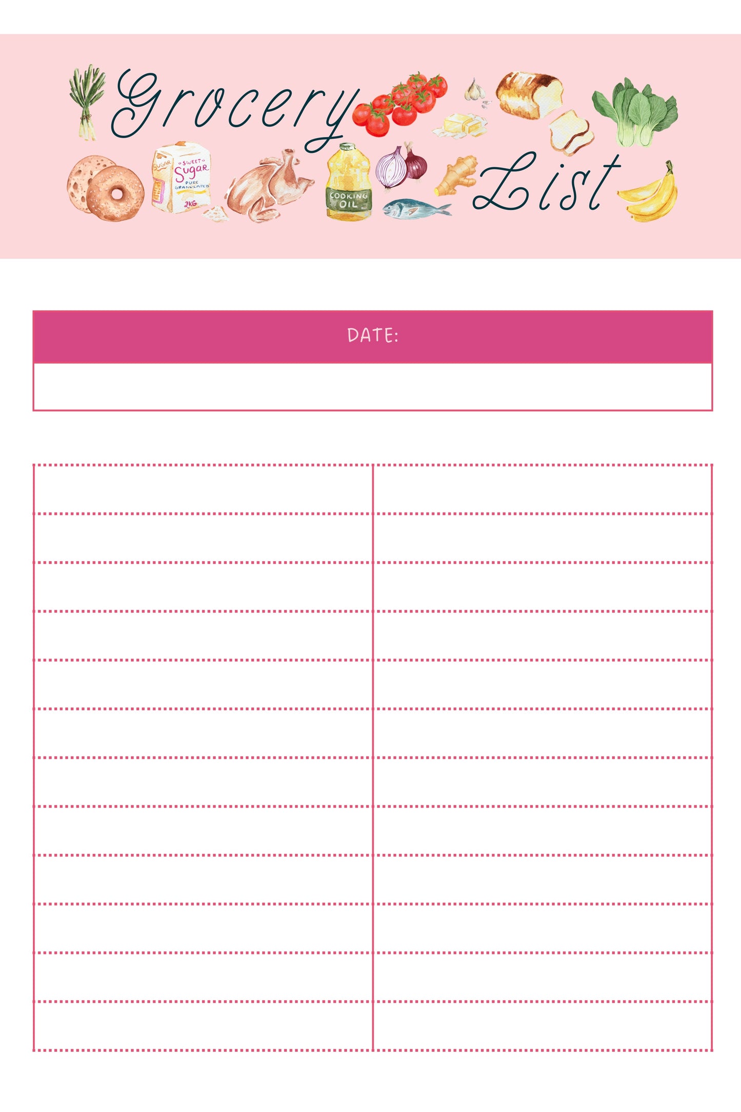 Cottagecore Meal Planner and Grocery List Printable, Whimsical Food Kitchen Organizer Digital Download