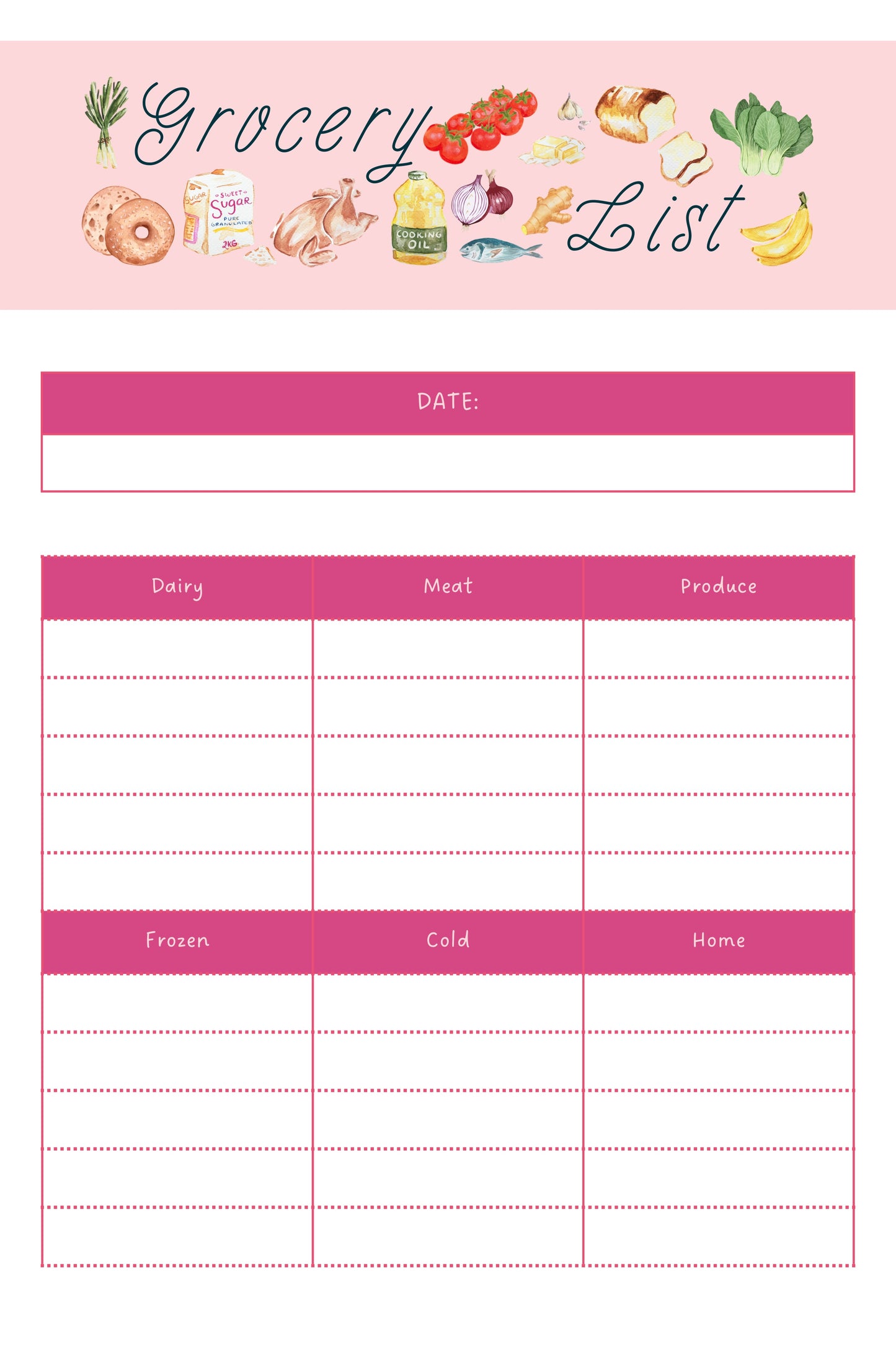 Cottagecore Meal Planner and Grocery List Printable, Whimsical Food Kitchen Organizer Digital Download