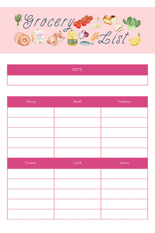 Cottagecore Meal Planner and Grocery List Printable, Whimsical Food Kitchen Organizer Digital Download