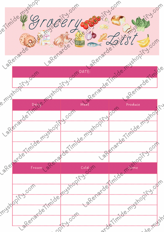 Cottagecore Meal Planner and Grocery List Printable, Whimsical Food Kitchen Organizer Digital Download